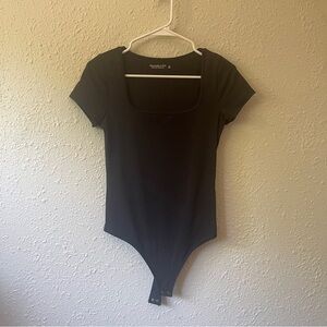Abercrombie & Fitch Black Square Neck Fitted Bodysuit Size: Small